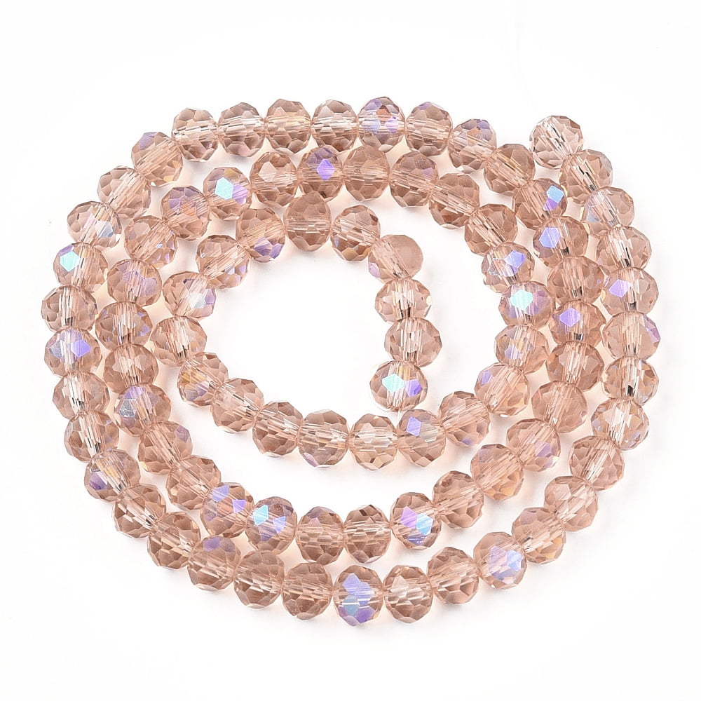 10 strand Electroplate Glass Beads Strands Half Rainbow Plated Faceted Rondelle PeachPuff 10x8mm Hole: 1mm 60~61pcs/strand 46~48cm