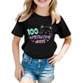 thumbnail image 1 of Rhuody Hauts Fille T-Shirt Col Rond Manches Courtes T-Shirt Imprimés Dessin Animé Hauts Rétro Tenue d'Été 12-13 Ans Noir, 1 of 4