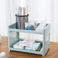 thumbnail image 6 of 2-Tier Plastic Storage Shelf – Desktop Double Layer Organizing Rack for Student Desk,Cosmetics,Stationery,Bathroom,Kitchen Countertop,9.4 x 5.9 x 7 Inches, 6 of 6