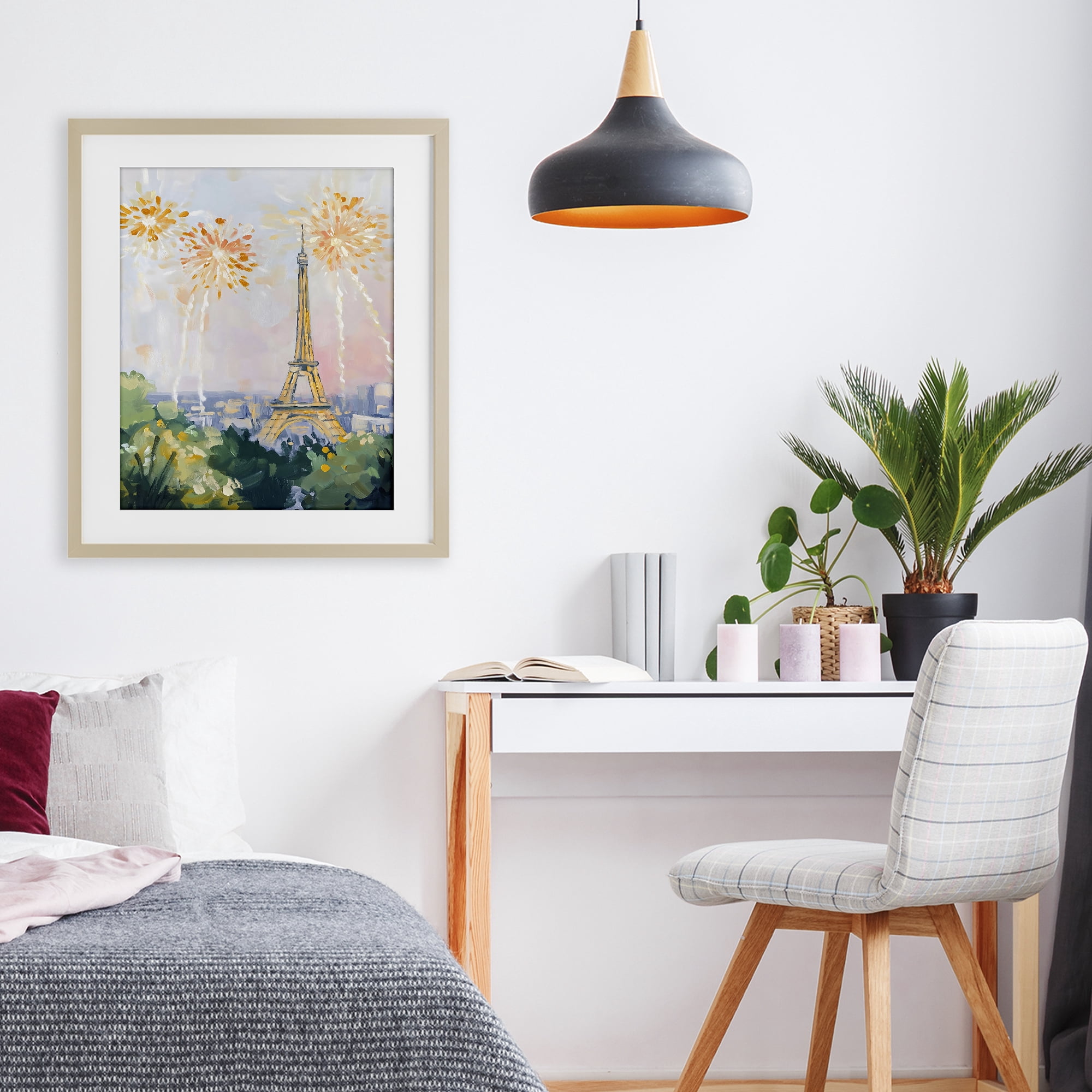 Stupell Industries Fireworks in Paris Birch Framed Print Under Glass, design by The Prints Vibe