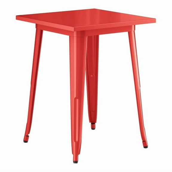 24'' Square Red Metal Restaurant Patio Dining Table For Indoor or Outdoor Use