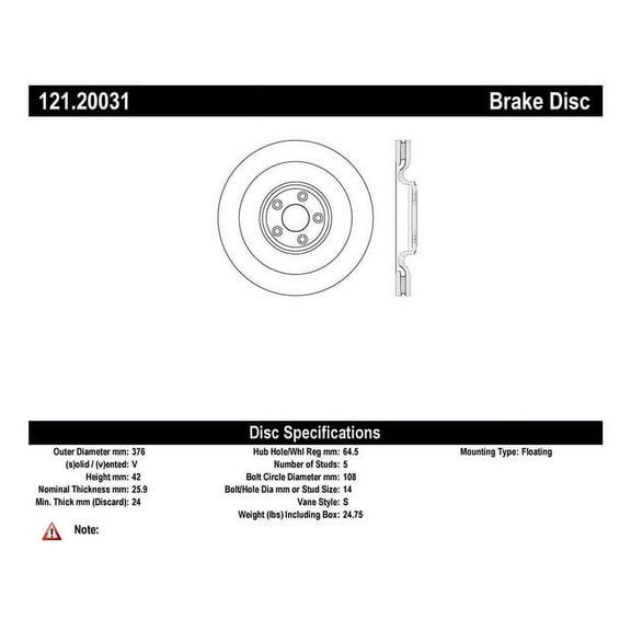 CENTRIC PARTS - C-TEK ROTOR Fits select: 2014-2020 JAGUAR F-TYPE, 2010 JAGUAR XF