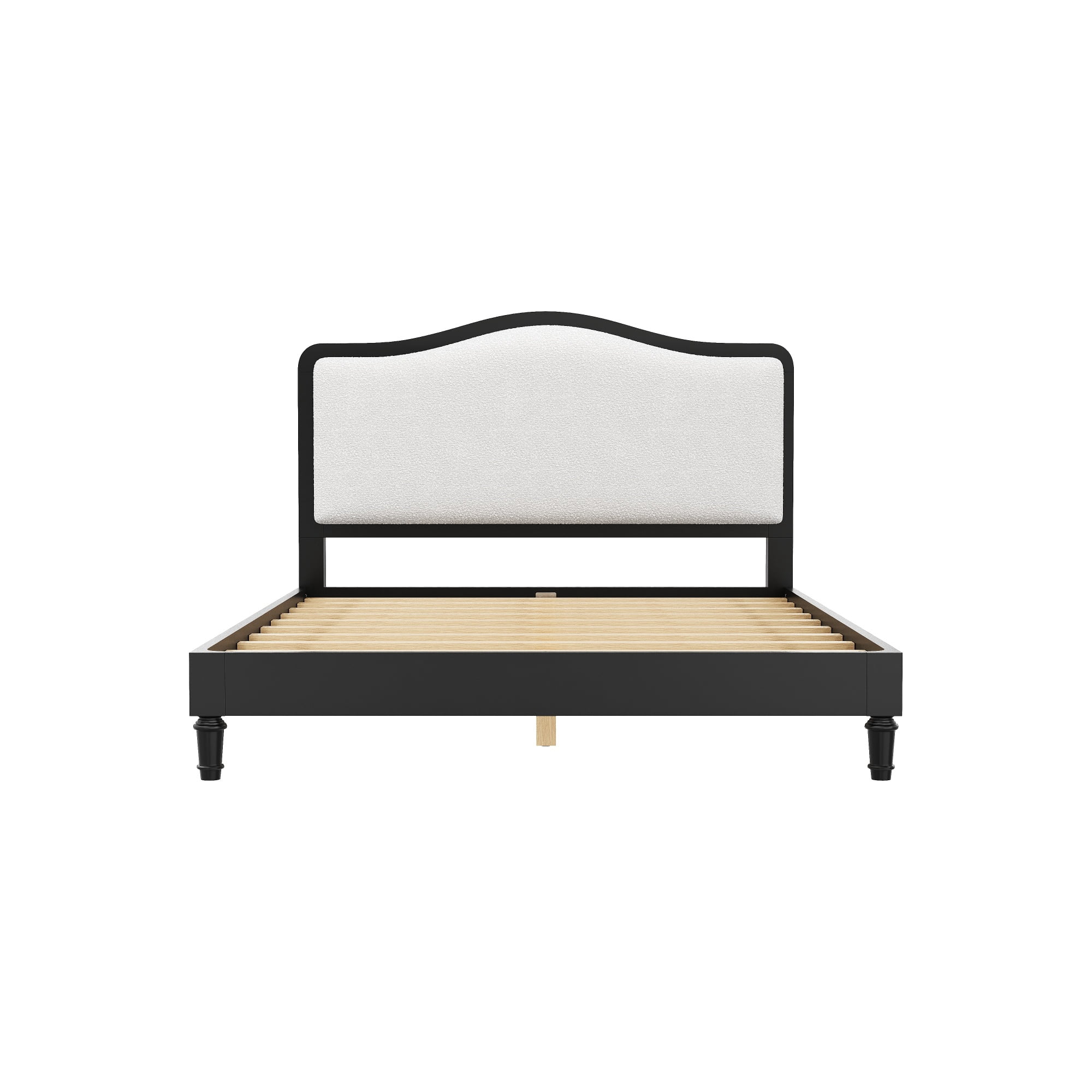 MODERNLUXE Queen Size Platform Bed with Upholstery Headboard, Black