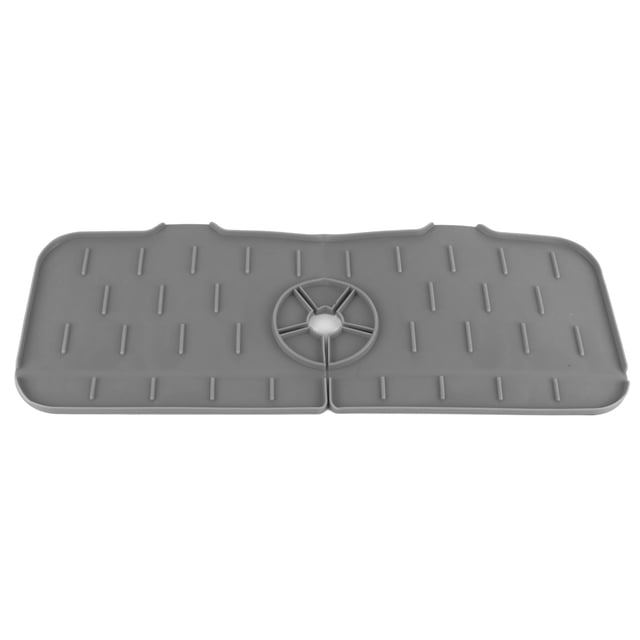 Alfombrilla de silicona reutilizable para grifo de fregadero, alfombrilla para recoger agua, almohadilla de drenaje para fregadero, para cocina, baño, color gris