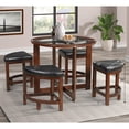 Roundhill Furniture Cylina Solid Wood Glass Top Round Dining Table with