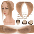 thumbnail image 2 of Benehair Handtied Lace Base Hairline Frontal Hairpiece 100% Remy Real Human Hair Topper Hair Piece For Woman Forehead Hairline Receding Front Hair Loss 0.75"*6.25" Middle Part Top Piece Brown 10inch, 2 of 11