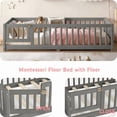 thumbnail image 5 of Twin Floor Bed with Door and Fence, Twin Size Montessori Floor Bed with Guardrails, Solid Wood Floor Montessori Bed with Removable Slats, Low Profile Floor Bed Twin for Bedroom, Wood Grain Gray, 5 of 10