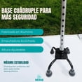 thumbnail image 2 of Bastón 4 Apoyos con Base Corta Altura Ajustable Fabricado en Aluminio Empuñadura Acojinada (para Uso Izquierdo O Derecho) Soporta hasta 120 Kg (GRIS MATE), 2 of 10