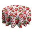 thumbnail image 4 of Red Strawberry Plants Fruit Heart Round Tablecloth 60"x60",Wrinkle Wipeable Table Cloth for Kitchen Dining Room Picnic Patio Party, 4 of 6