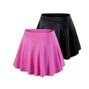 Esho 2 Pack Girls Casual Mini Skirts with Liner, Teens Kids Athletic Solid Culottes Pleated Skater Skirt Skorts, 4-14 Years