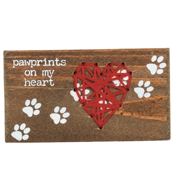 Paw Prints on My Heart Magnet Plaque, 3.25" x 1.75" - Dog Mom, Dad, Rescue