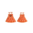 thumbnail image 2 of RUINIXCW Toddler Baby Girl Halloween Pumpkin Tutu Dress Outfit Infant Girls Summer Fall Clothes Sleeveless Tie-up Bow Tulle Patchwork Smocked Dress, 2 of 10