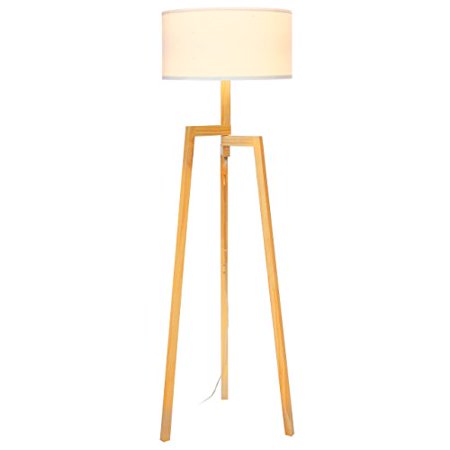 Brightech Mia Mid-Century LED Wooden Tripod Floor Lamp, Havana Brown