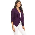 thumbnail image 2 of Women's Fitted Waist Length Jacket Open Front Draped Neck Ruched Sleeves, 2 of 5
