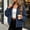 #18Blue, variant on Women's Faux Suede Jacket Zip Up Cropped Bomber with Flap Pockets