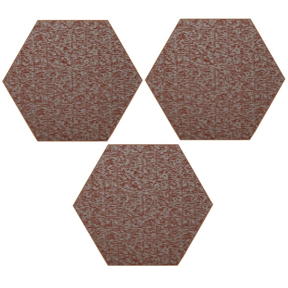 Furnish My Place Modern Indoor/Outdoor Commercial Rust Rug, Modern Area Rug, Baby Nursery Mat, Pet-Friendly Carpet for Living Room, Playroom, Made in USA, 3' Hexagon - Set of 3