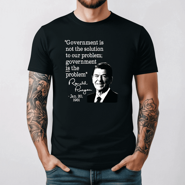 New LIMITED Ronald Reagan Government Problem Quote Vintage T-Shirt