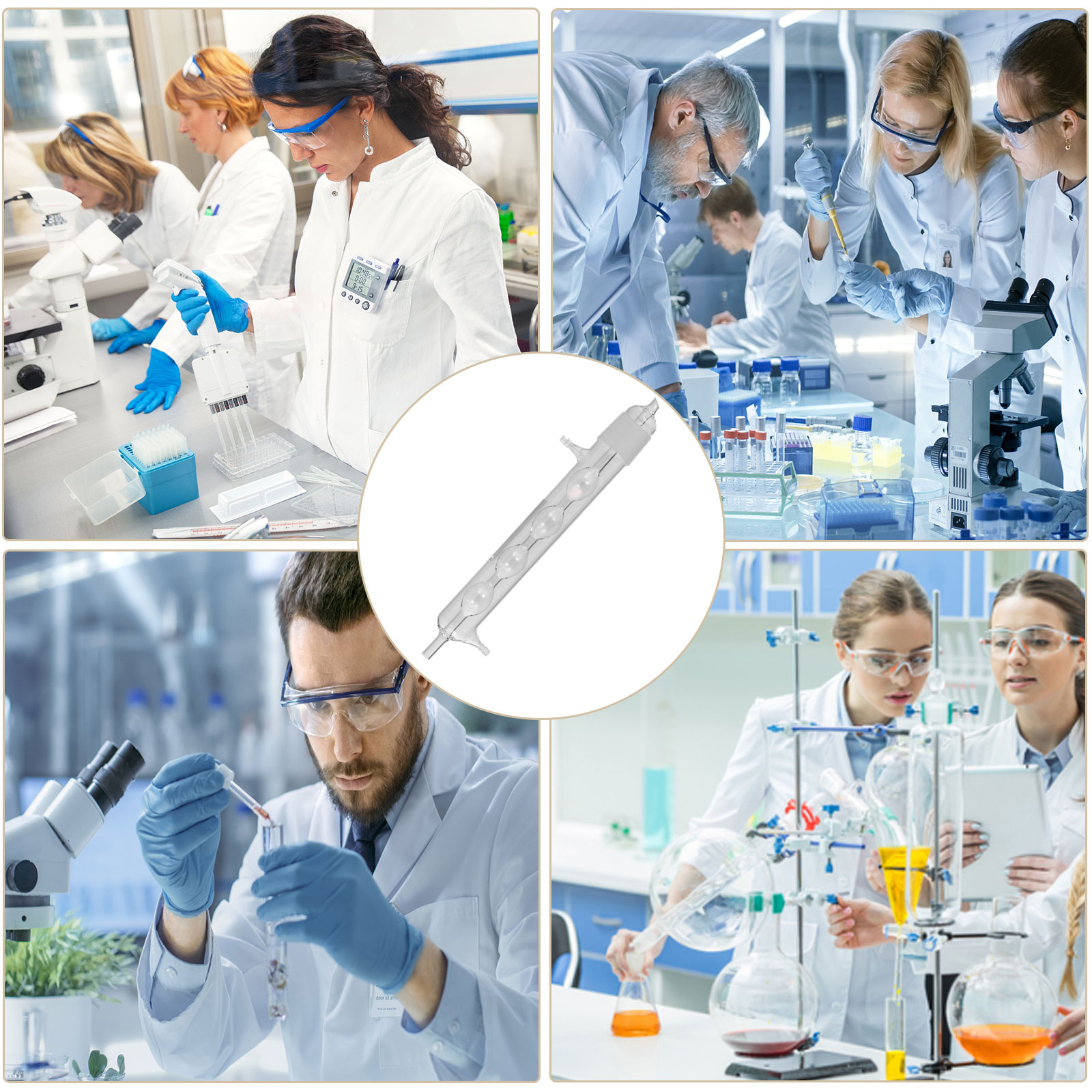 VEVOR Glass Allihn Condenser 34/34 Joint Chemistry Reflux Condenser