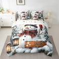 thumbnail image 2 of Feelyou Kawaii Snowman Twin Bedding Sets 7-Piece, Rustic Snow Bedding Comforter Set, Winter Christmas Festival Reversible Sheet Sets, Microfiber Bedroom Decor, 2 of 7