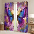 thumbnail image 2 of Homewish Kids Teens Flying Butterflies Black Out Curtains,Abstract Gradient Curtains Pack of 2 (42x63 Each),Dreamy Princess Bedroom Curtains,Ultra Soft Home Decor, 2 of 6