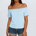 thumbnail image 2 of fatyb Womens off the Shoulder Tops Casual Short Sleeve Tee Shirts Summer Elegant Tshirts for Going Out, 2 of 6