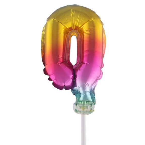Balloon-Foil-Cake Topper-Number 0-5"-Rainbow