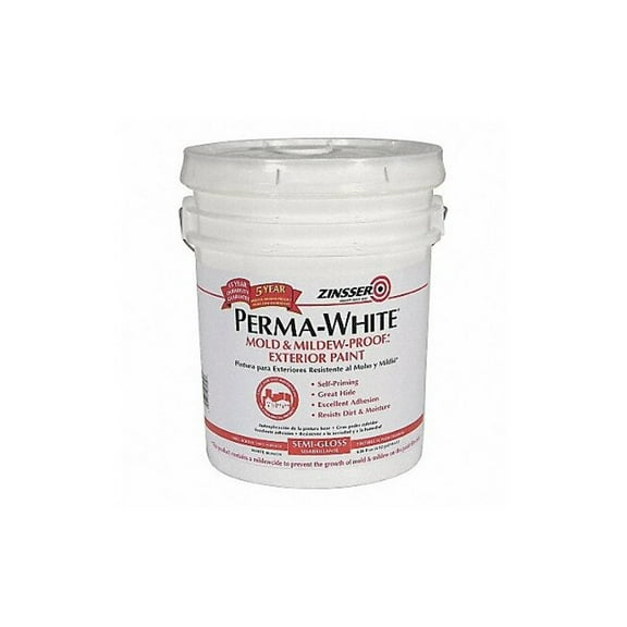 Zinsser Interior/Exterior Paint, Semi-gloss, Water Base, White, 5 gal 3130