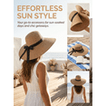 thumbnail image 6 of QSAWXQZ Summer Sun Hat for Women Ribbon Bow Beach Sun Protection Wide Brim Straw Hat Khaki, 6 of 8