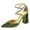 Green, variant on FSJ Women Graceful Chunky High Heels Pointed Closed Toe Pumps Cross Strap D'Orsay Sandals Wedding Dress Bridal Shoes Size 10 Brown