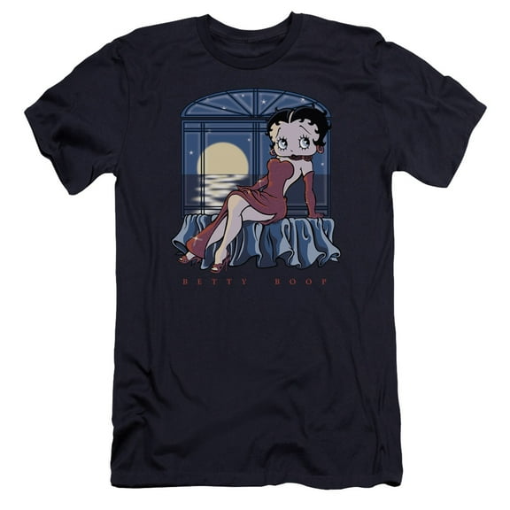 Betty Boop Moonlight Premium Canvas T-Shirt Adult Slim Fit 30/1 Navy
