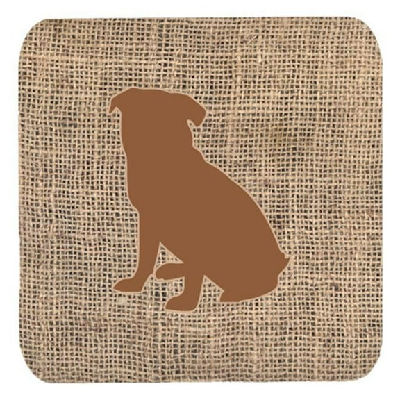 Pug Burlap and Brown Foam Coasters, Set - 4