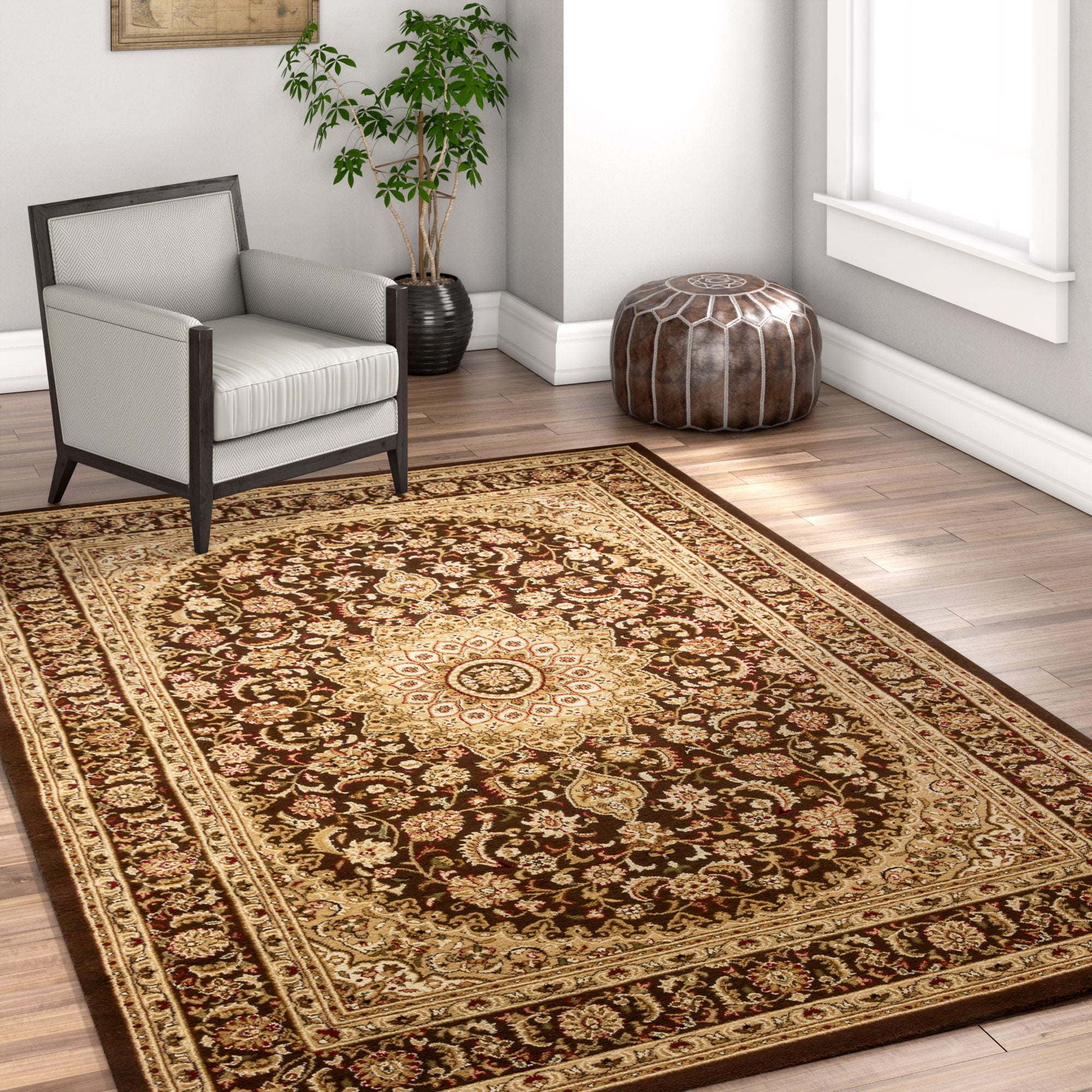 Well Woven Sultan Medallion Brown Oriental 10x15 (10'11" x 15') Area