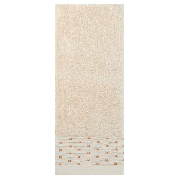 REGALWOVEN Embroidery Pattern Hand Towels Set, Cotton Hand Towels for Bathroom, Kitchen 14" x 30" Light Brown 1-Piece