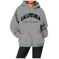 thumbnail image 2 of Womens California Hoodie Long Sleeve Drawstring Pullover Sweatshirt with Front Pocket Streetwear Casual Sweatshirts, 2 of 6