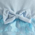 thumbnail image 5 of Karoyedx Baby Girls' Dresses Baby Girl Romper Dress Ribbed Newborn Lace Boho Tutu Dresses Headband Baptism Photography Wedding Summer Outfit Light Blue Size,6-9 Months, 5 of 6
