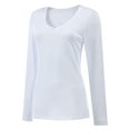 thumbnail image 3 of Women Shirts V Neck Long Sleeve Tops T-Shirt Basic Tees, 3 of 5
