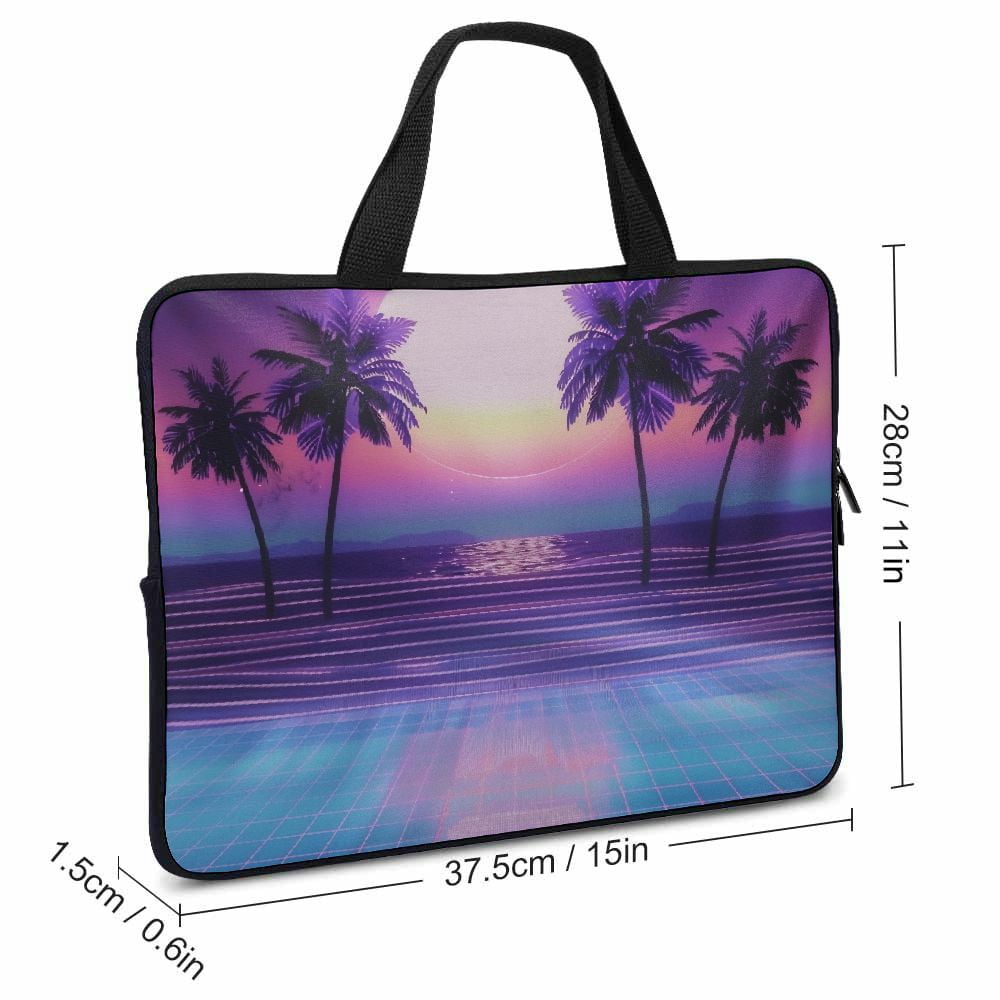 JRXY Palm Trees Neoprene Laptop Handle Bag Diving Fabric Tablet Cover Computer Protect Case 15inch