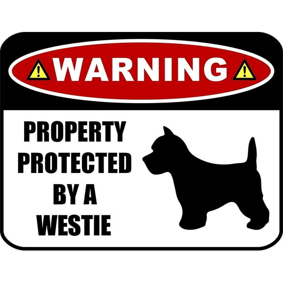 PCSCP Warning Property Protected by a Westie (SILHOUETTE) 11.5 inch x 9 inch Laminated Dog Sign