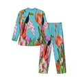 thumbnail image 2 of Bingfone Men'S Pajama Set 2 Piece Loungewear Pjs, Long Sleeve With Pajama Pants-Tropical Jungle Flamingo, 2 of 9