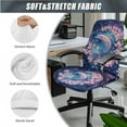 thumbnail image 3 of HELLHERO Dolphin Cherry Blossom Print Desk Chair Cover, Office Chair Cover with Armrest Covers Stretchable, High Back Office Seat Covers for Universal Rotating Chairs, Purple, 3 of 6