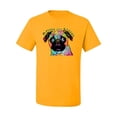 thumbnail image 2 of Pugs and Kisses Cute Dog Neon Rainbow Pug Dog Lover Men's Graphic T-Shirt, Gold, 4XL, 2 of 3