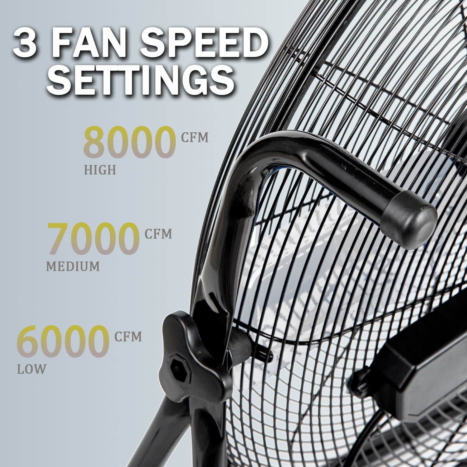 24"Industrial Fan High Velocity,Portable 24"Industrial Fan High Velocity,Portable Floor Fan with 3-Speed up to 8000CFM, Floor Fan Equipped Handle & Wheels, Ideal for Home, Garage, Indoor/Outdoor Use