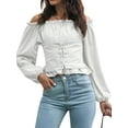 thumbnail image 4 of STARVNC Women Off Shoulder Long Sleeve Laced-Up Corset Blouse, 4 of 5