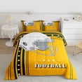 thumbnail image 2 of American Football Bedding Twin, Football Game Bedding Comforters & Sets Youth American Football City Style Comforter Set, Yellow Black and White Helmet Quilt (Green Bay), 2 of 7