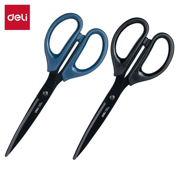 Deli 2 Pcs 8" Everyday Office Scissors, Black Rust-Resistant Blades