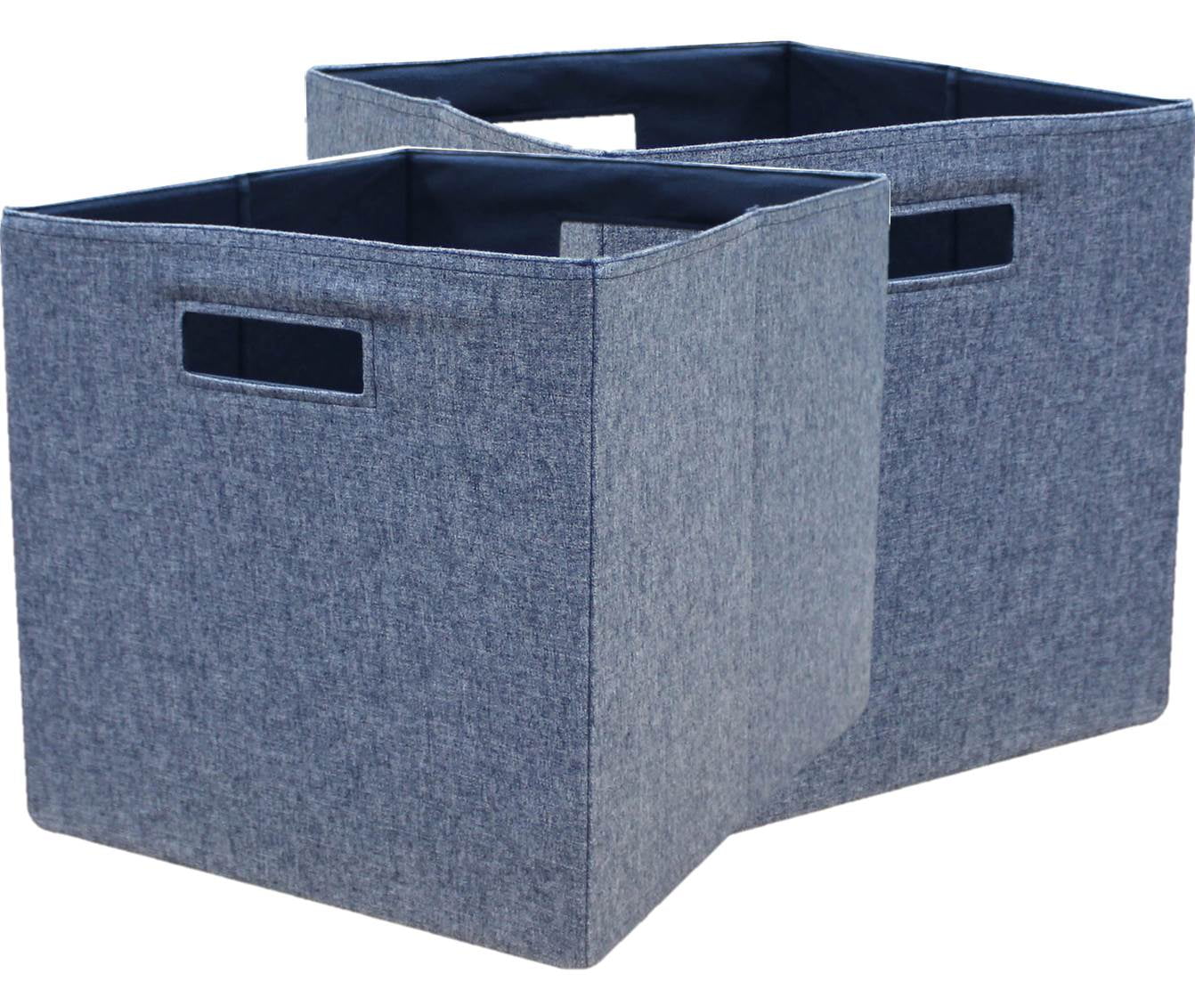 mDesign Fabric Storage Box for Cabinets or Drawers Ideal Fabric Storage Cubes Pack of 2 Grey 