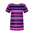 thumbnail image 4 of Dwralegc Womens Casual Short Sleeve Striped Tops Trendy Dressy Striped Graphic Crew Neck Tshirts Fitted Slim Fit Ribbed Tees Casual Summer Shirt Dark Purple XL, 4 of 5