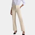 thumbnail image 5 of Women's Stretchy Wide Leg Work Pants Casual Trousers with Pockets Elastic Waist Comfort Fit for Office Wear and Everyday Use,Khaki,XL, 5 of 6