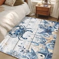 thumbnail image 4 of Blue Crab Coastal Area Rugs 2.7'x5', Washable Small Throw Rugs for Kitchen Bedroom, Beach Starfish Nautical Coral Retro Indoor Outdoor Rug Non-Slip Low Pile Carpet Runner Reversible Floor Mats, 4 of 8