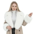 thumbnail image 5 of GTEYOIJN White Evening Shawl Fur Collar Scarf for Women Faux Fur Scarves Neck Shrug for Fall Winter Evening Shawl, 5 of 6